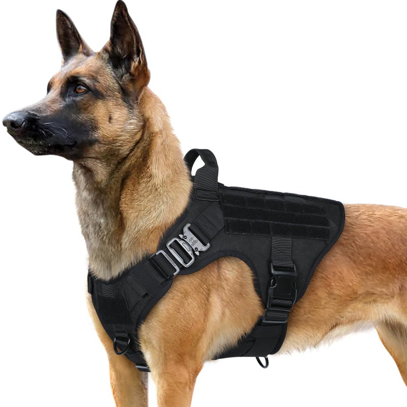 rabbitgoo Tactical Dog Harness Medium Sized, Heavy Duty Pet Harness with Handle, No-Pull Service Vest Medium Breed, Adjustable Military Dog Vest for Training Hunting Walking, Black, M - Image 1